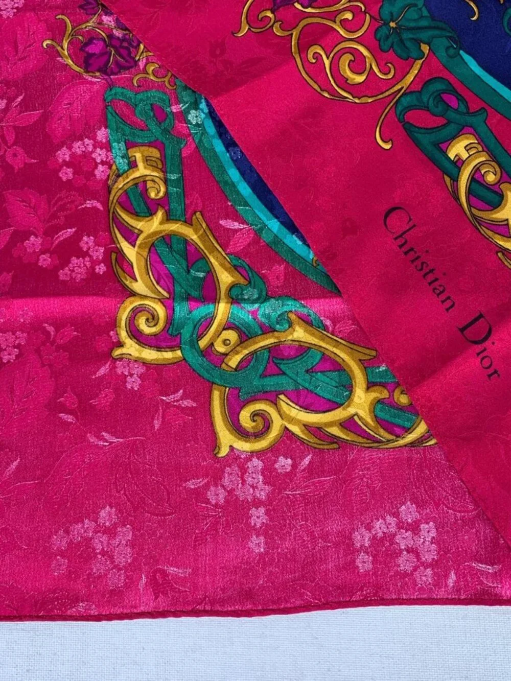 Christian Dior Vintage Silk Scarf - Oversized 35x35 Medallion Design
